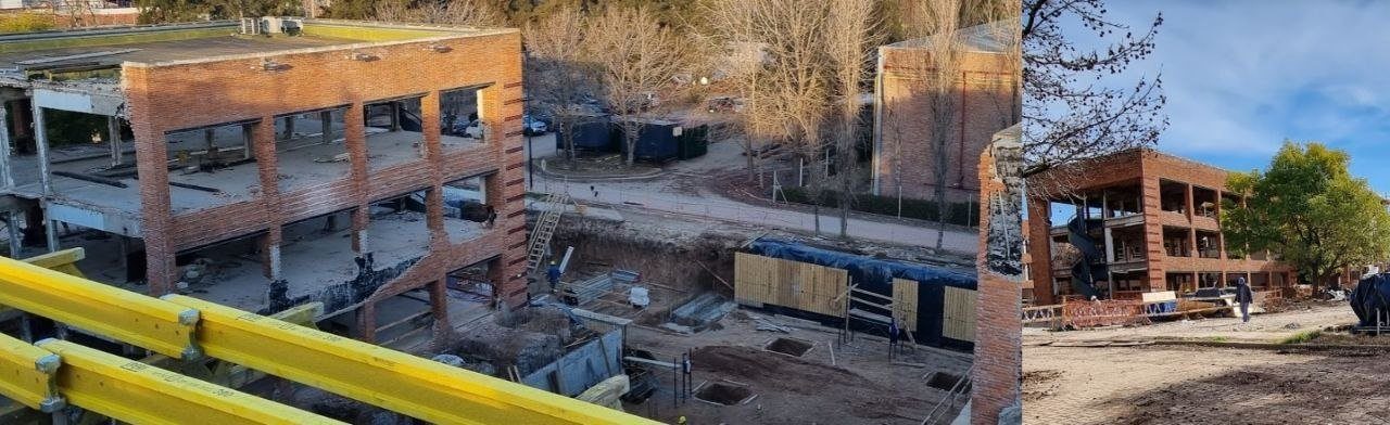 Obra en construcción con ladrillos El Hornito